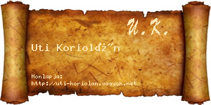Uti Koriolán névjegykártya